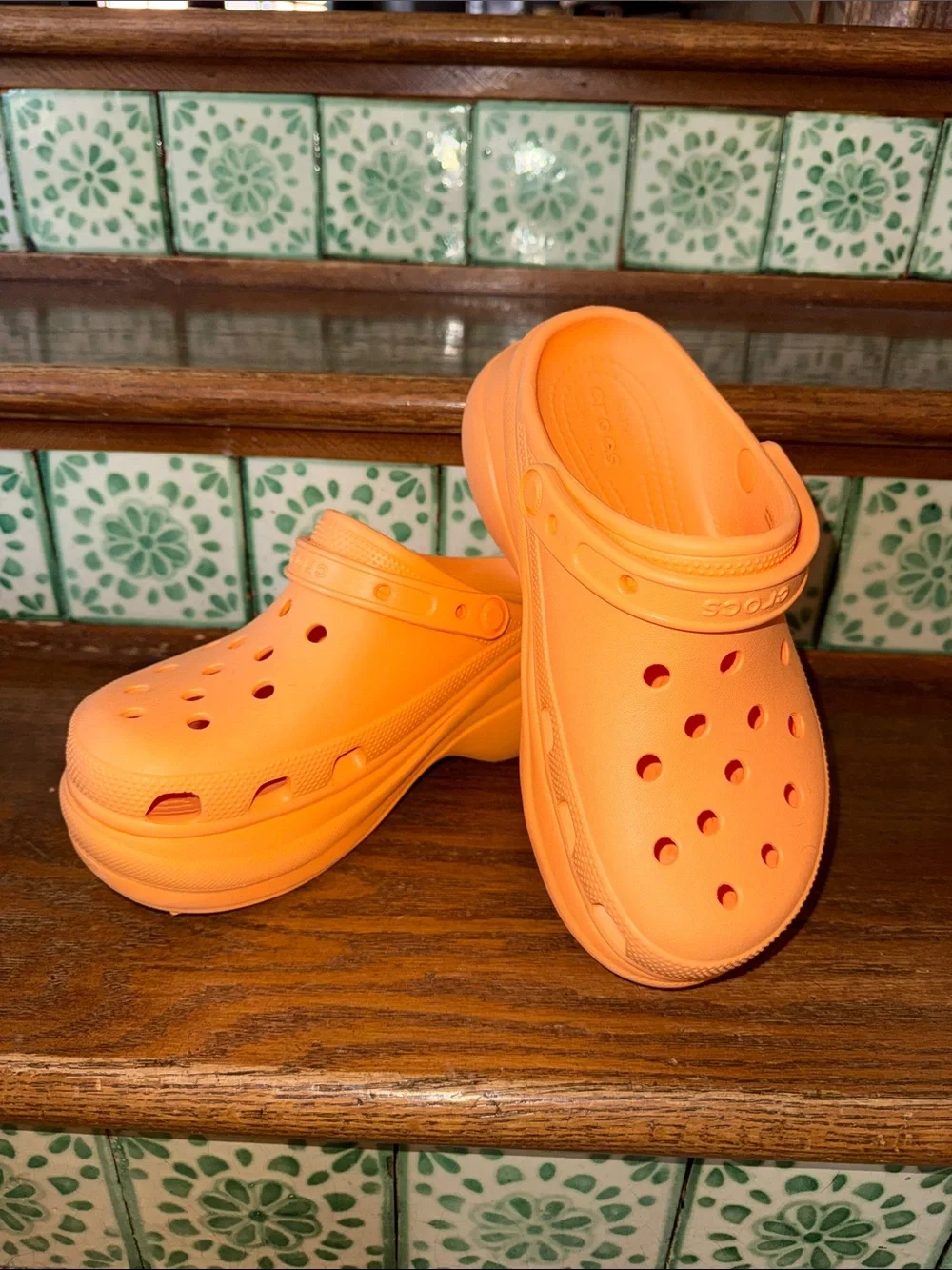 Crocs platform slides size 7